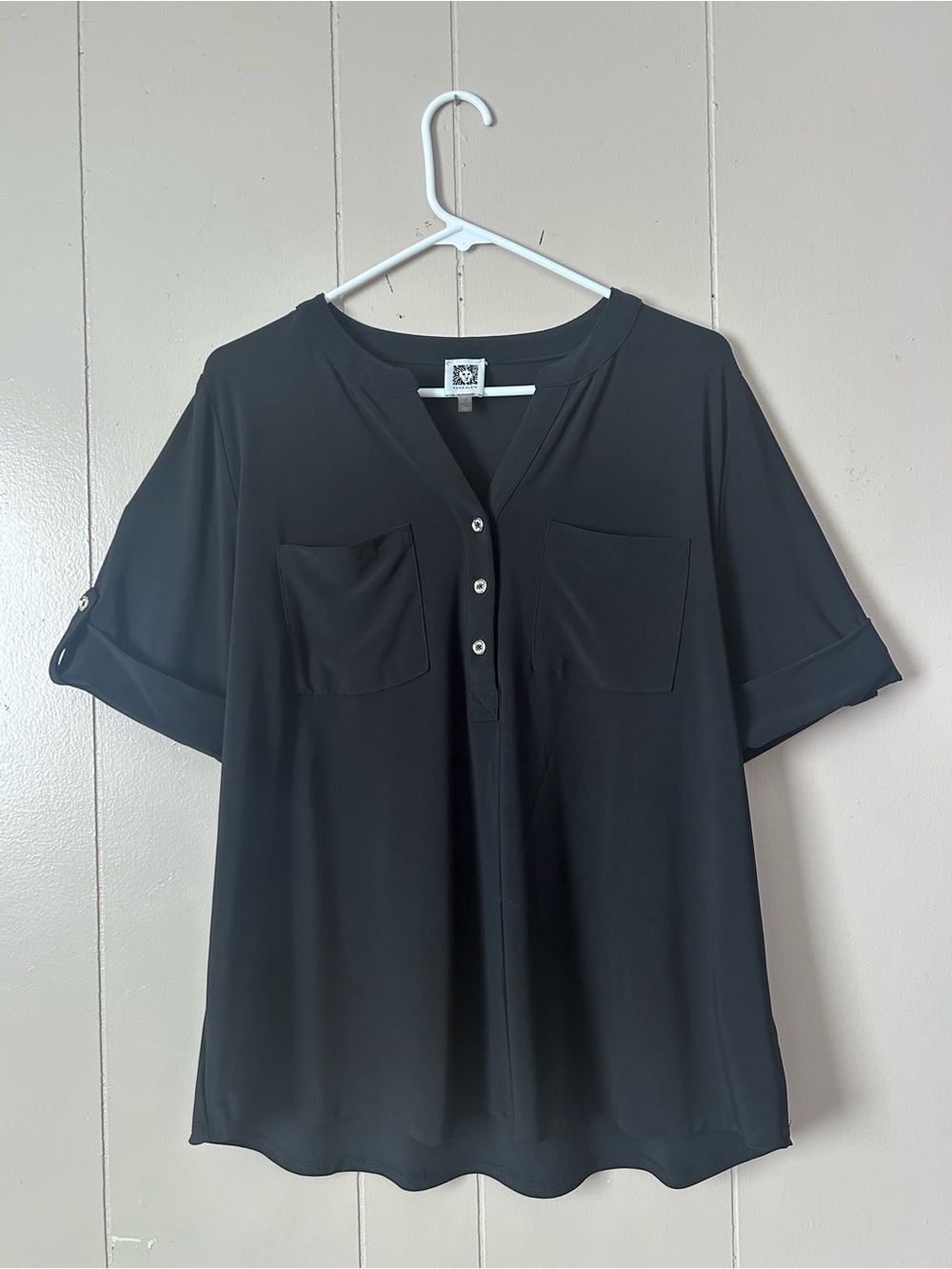 Anne Klein Elegant Black Women's Pullover Blouse 1x